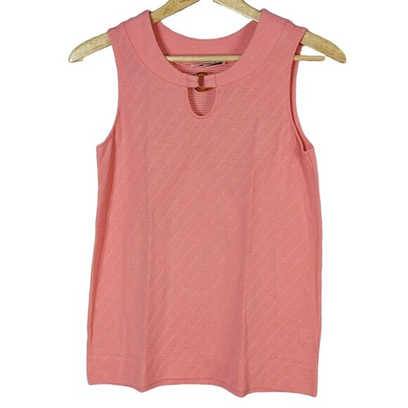 2/$15 Pendleton Modal Top Pink Coral XS Textured Round Neck Sleeveless Keyhole - Picture 1 of 6